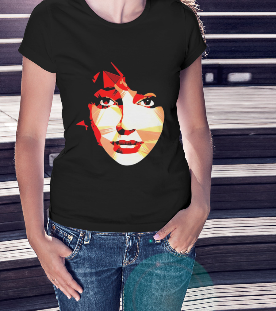 Kate Bush Geometric Pop Singer Red Orange Faceted T-Shirt