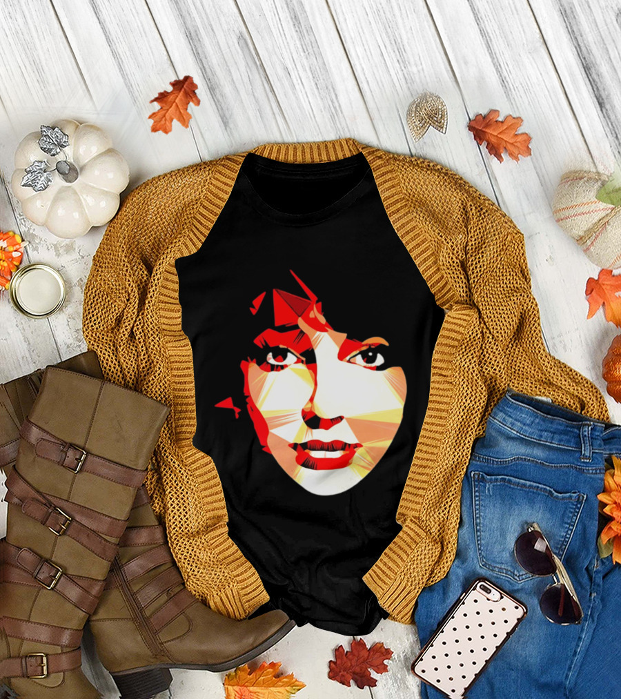 Kate Bush Geometric Pop Singer Red Orange Faceted T-Shirt