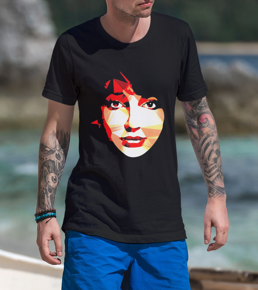 Kate Bush Geometric Pop Singer Red Orange Faceted T-Shirt