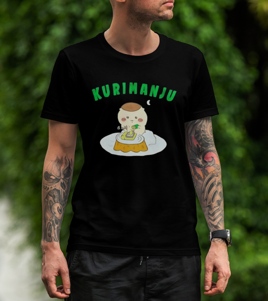 Kurimanju Chiikawa Eating At Night On Tree Stump T-Shirt