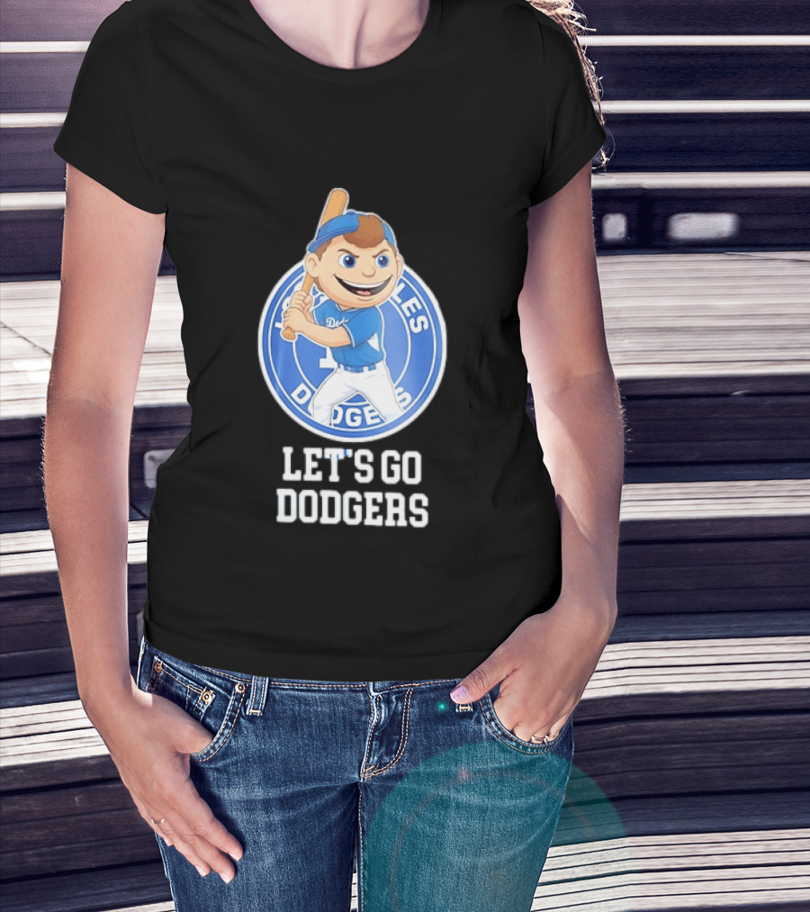 Los Angeles Dodgers Let's Go Dodgers Cartoon Character Baseball Bat T-Shirt