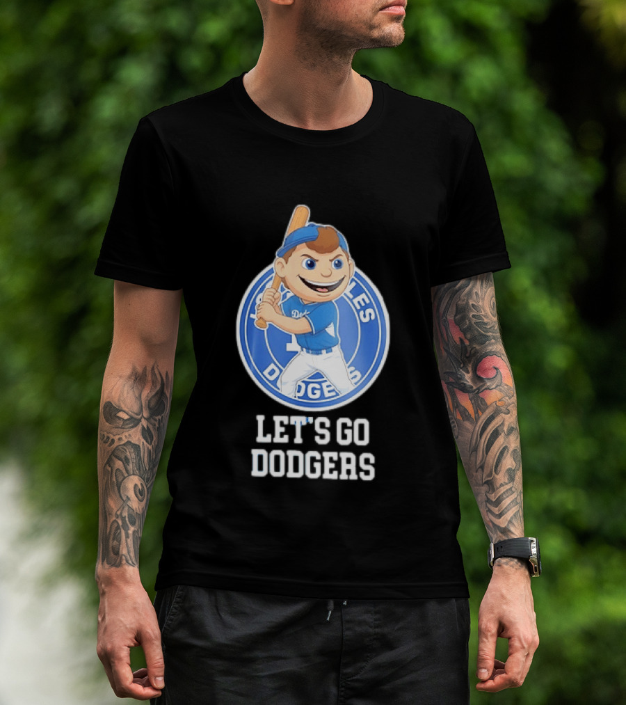 Los Angeles Dodgers Let's Go Dodgers Cartoon Character Baseball Bat T-Shirt