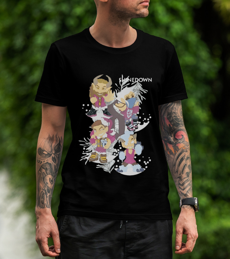 Shinedown Chibi Band Members Holiday Christmas Decor T-Shirt