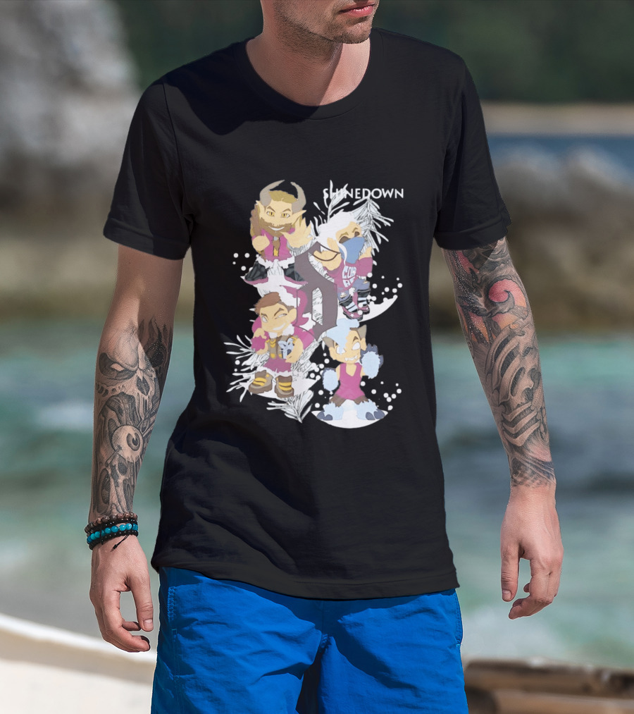 Shinedown Chibi Band Members Holiday Christmas Decor T-Shirt