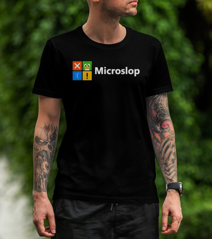 Microslop Linux Penguin Error Icon Blocks T-Shirt