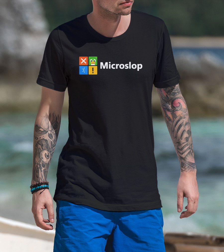 Microslop Linux Penguin Error Icon Blocks T-Shirt