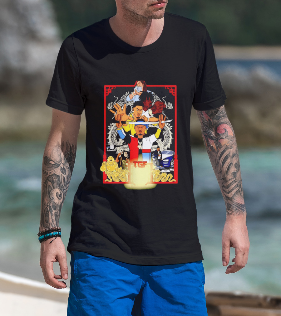 TGF Stinc Team Collage Streetwear Urban Dragons And Cars T-Shirt