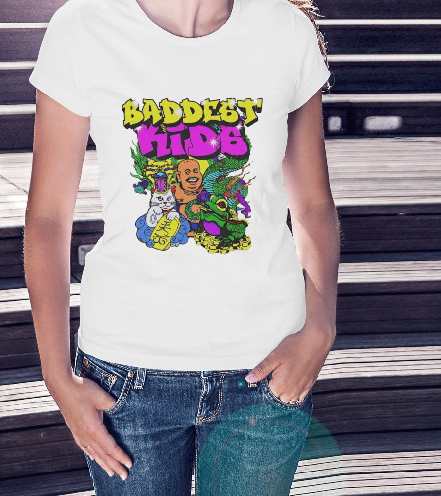 Baddest Kids Buddha Dragon Cat Frog T-Shirt