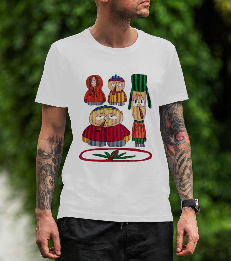 Cartman Stan Kyle Kenny South Park Characters Smoking No Weed Prohibition T-Shirt