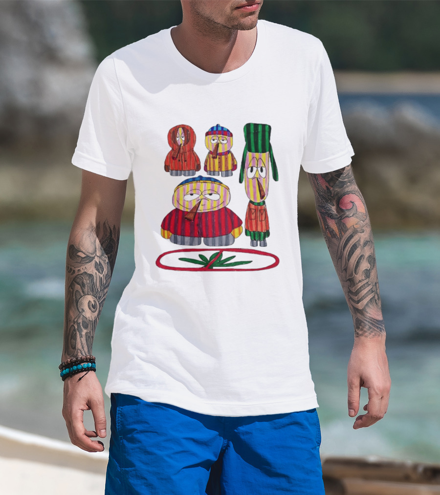 Cartman Stan Kyle Kenny South Park Characters Smoking No Weed Prohibition T-Shirt