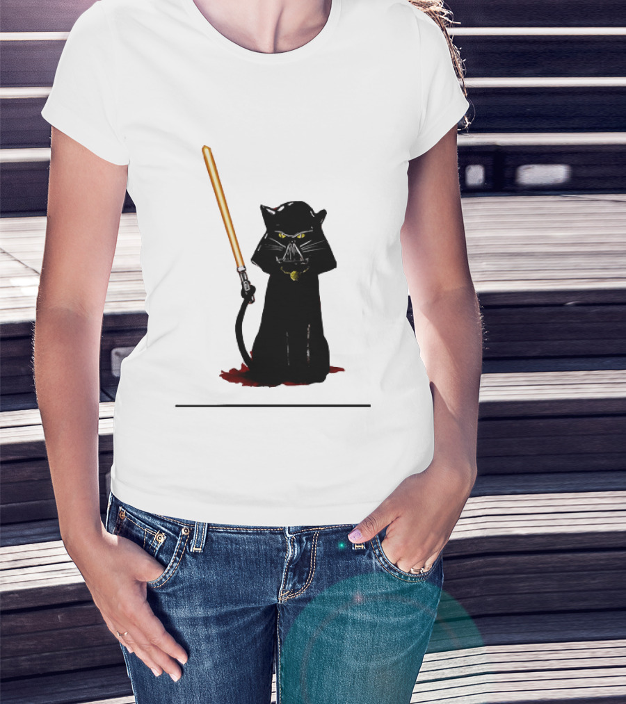 Darth Vader Cat Lightsaber Star Wars T-Shirt