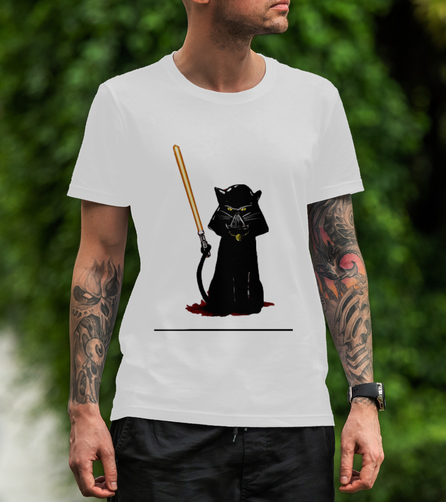 Darth Vader Cat Lightsaber Star Wars T-Shirt