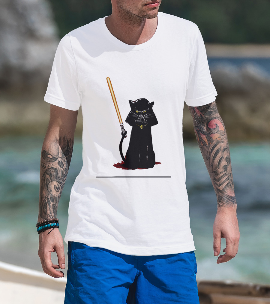 Darth Vader Cat Lightsaber Star Wars T-Shirt