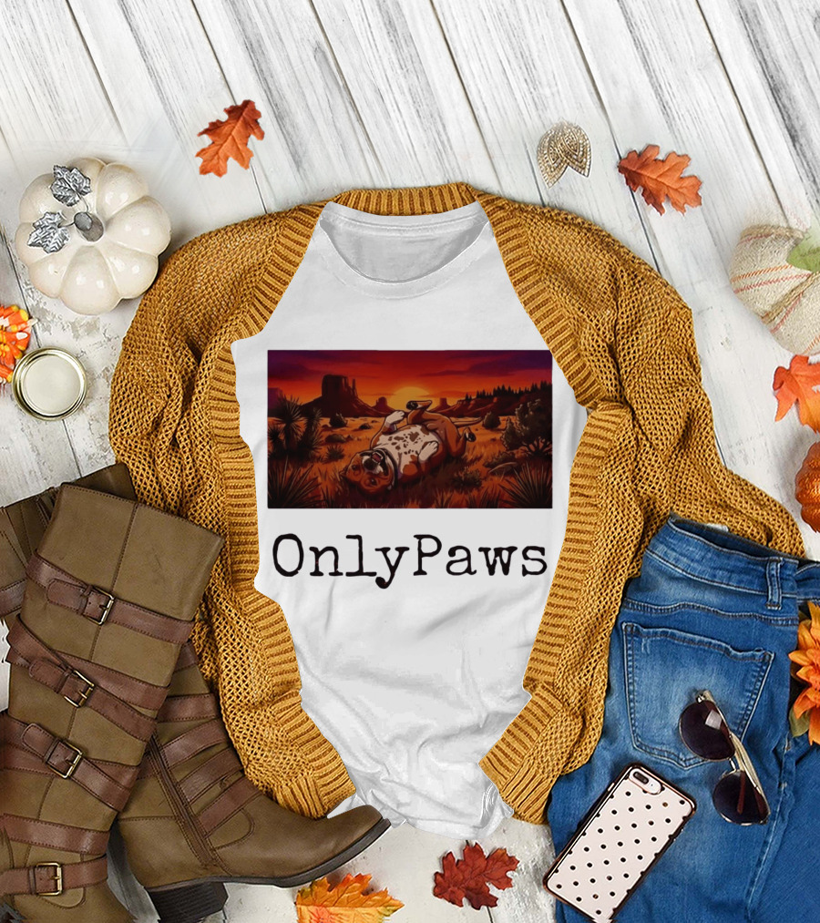 Desert Sunset Playful Pit Bull OnlyPaws Scenic Wonderland T-Shirt