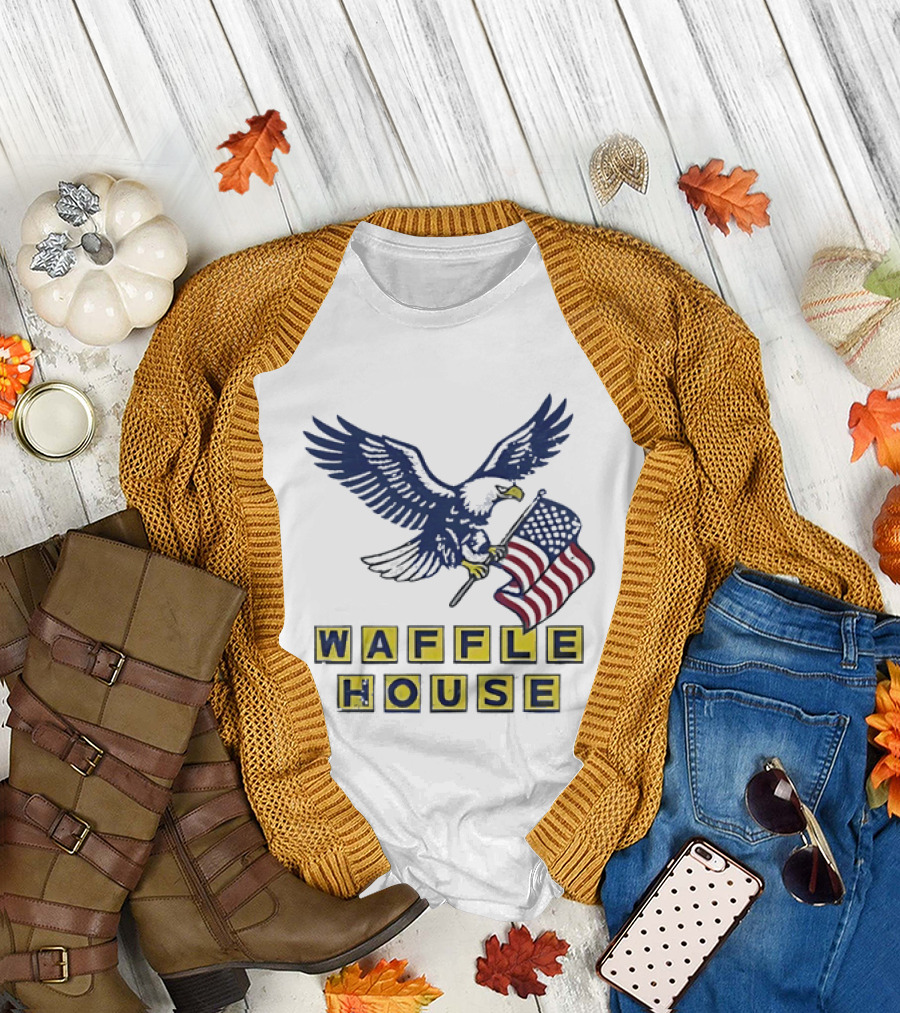 Waffle House Eagle Holding American Flag T-Shirt