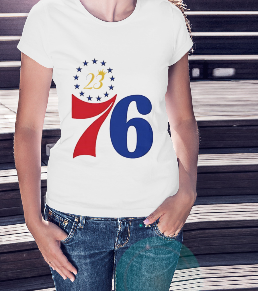 LeBron James 23 Philadelphia 76ers Inspired Number Stars T-Shirt