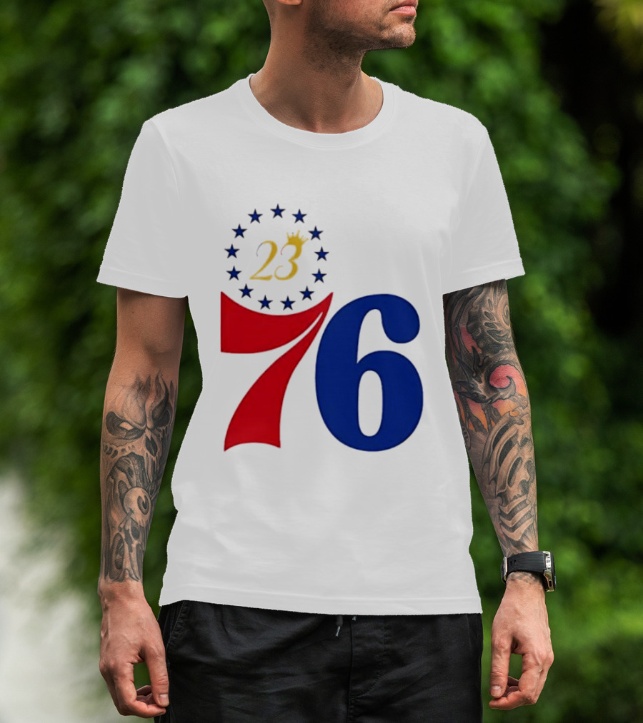 LeBron James 23 Philadelphia 76ers Inspired Number Stars T-Shirt