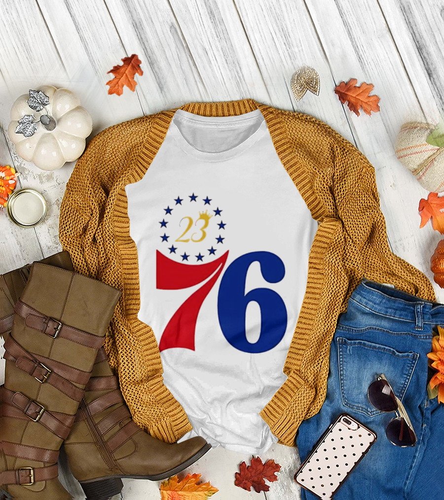 LeBron James 23 Philadelphia 76ers Inspired Number Stars T-Shirt