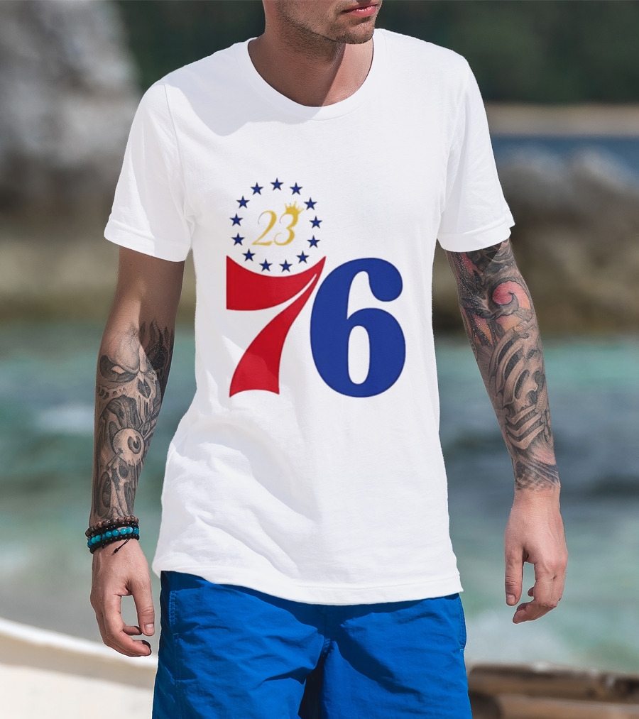 LeBron James 23 Philadelphia 76ers Inspired Number Stars T-Shirt