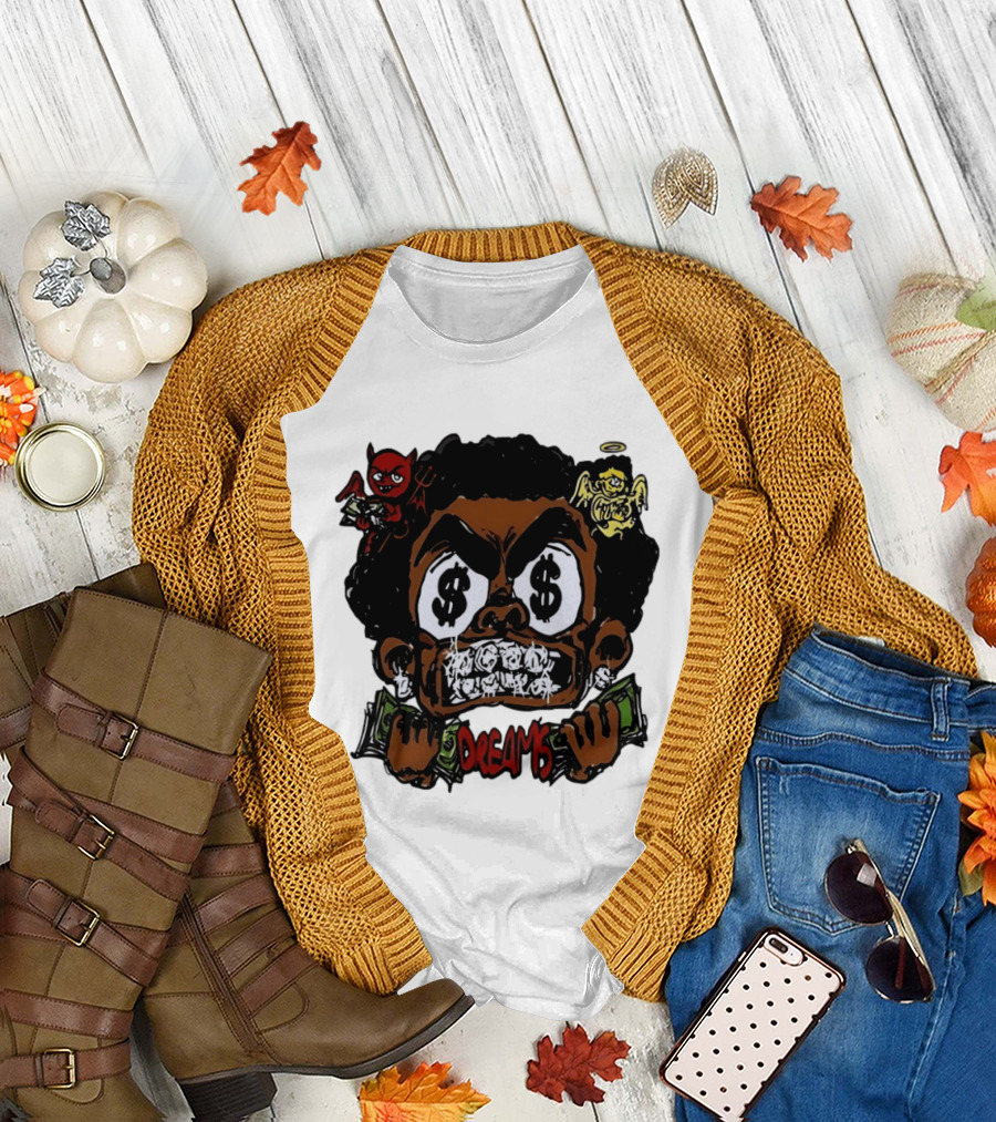 Dreams Money Cartoon Streetwear Dollar Eye Angel Devil T-Shirt