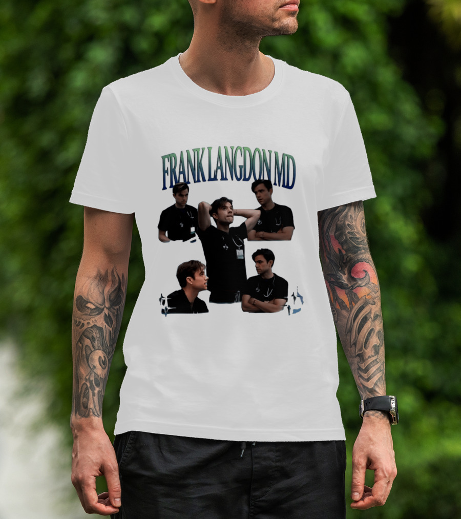 FRANK LANGDON MD Doctor Medical TV Show Character Stethoscope And ID T-Shirt
