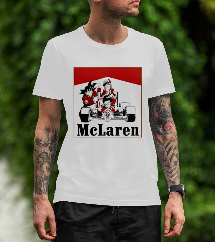 Goku Bulma Senbei McLaren Honda Marlboro Shell 27 Anime Racing Team Formula 1 T-Shirt