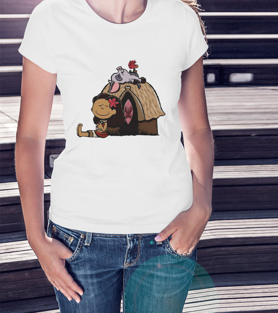 Moana Pua Heihei Peanuts Doghouse Cartoon T-Shirt