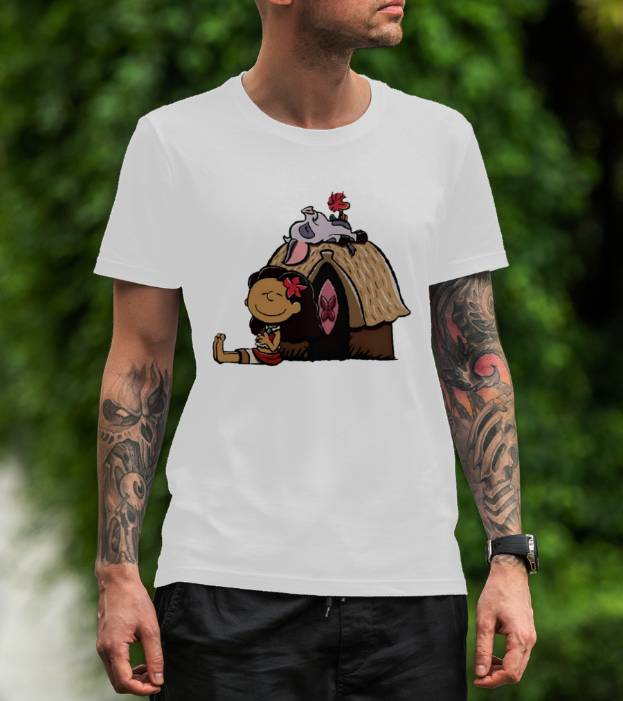 Moana Pua Heihei Peanuts Doghouse Cartoon T-Shirt