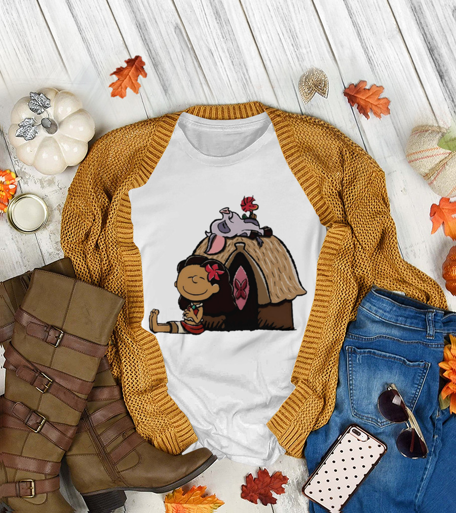 Moana Pua Heihei Peanuts Doghouse Cartoon T-Shirt