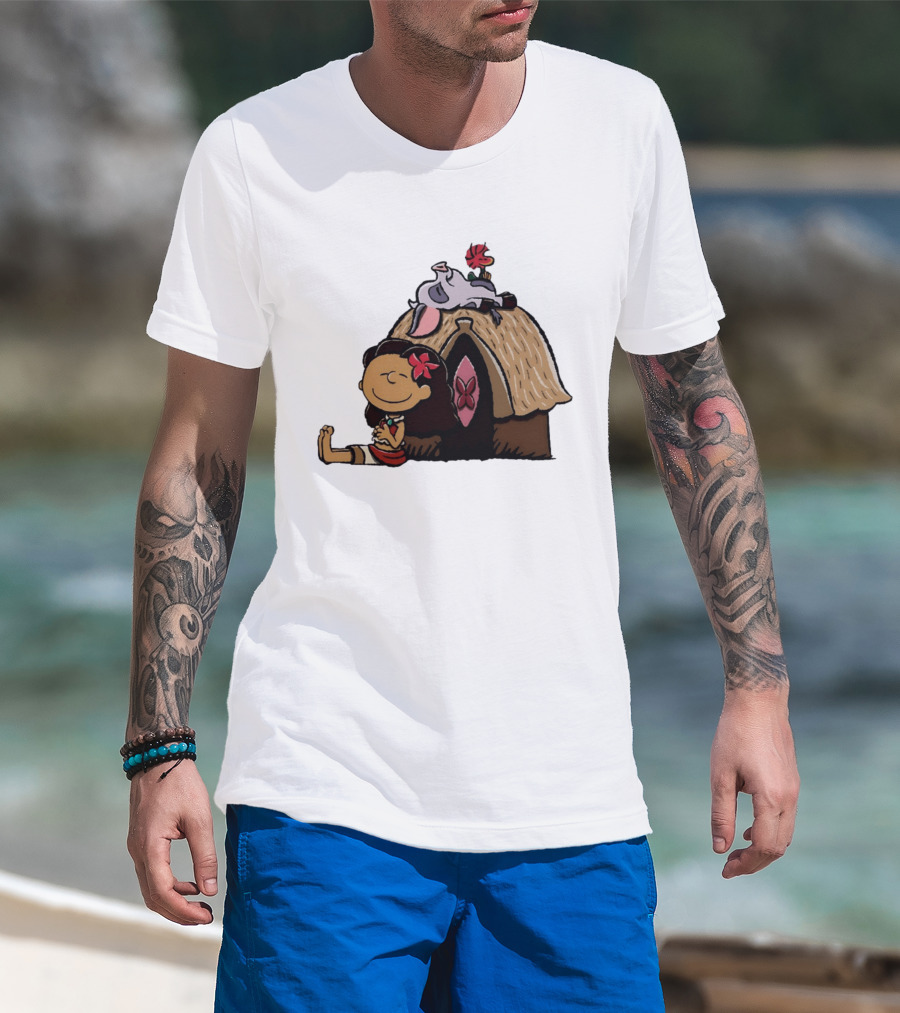 Moana Pua Heihei Peanuts Doghouse Cartoon T-Shirt