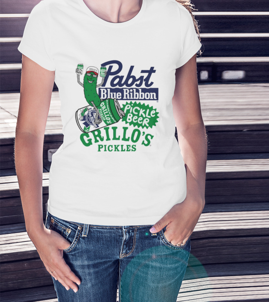 Pabst Blue Ribbon Grillo's Pickles Pickle Beer Festival 2023 T-Shirt