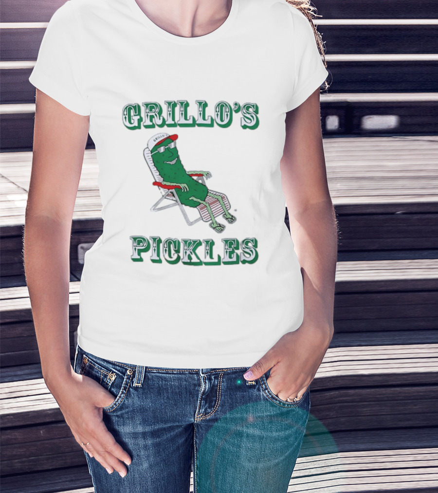 Grillo's Pickles Chill Pickle Relaxing In Chair T-Shirt
