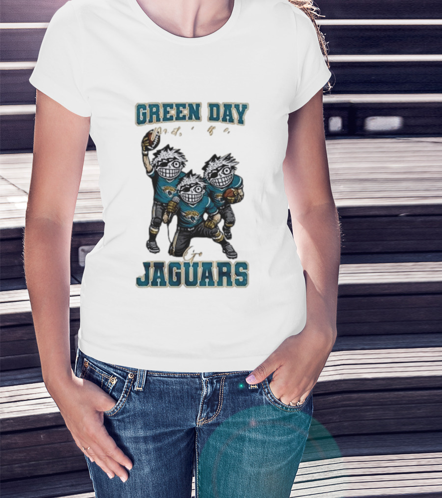 Green Day Jacksonville Jaguars Crossover With Football Characters T-Shirt