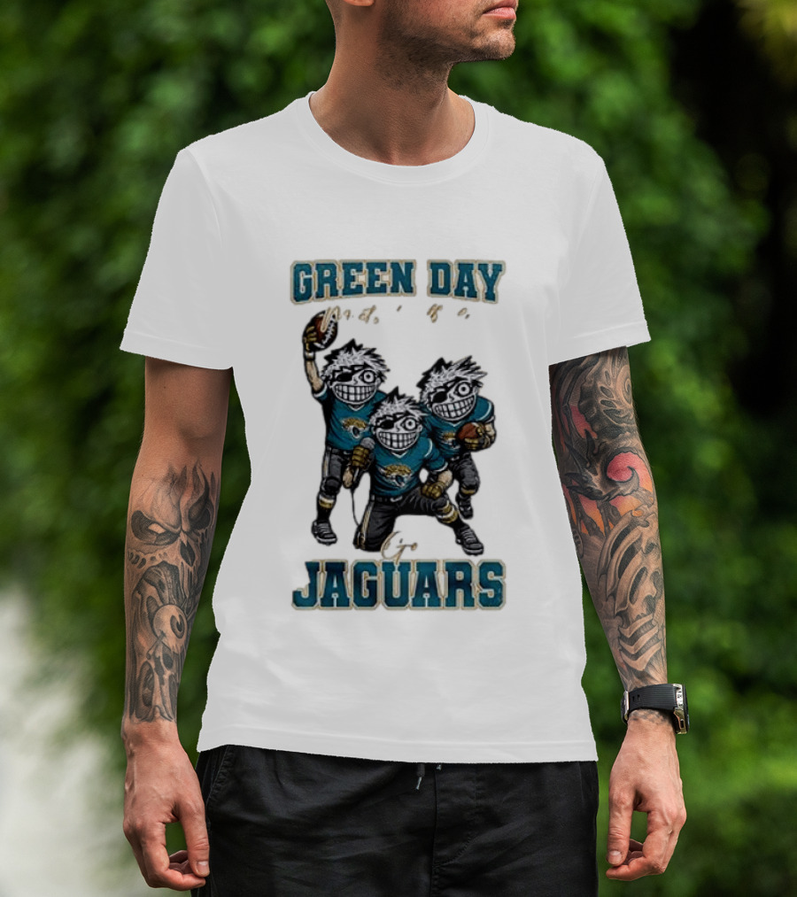 Green Day Jacksonville Jaguars Crossover With Football Characters T-Shirt