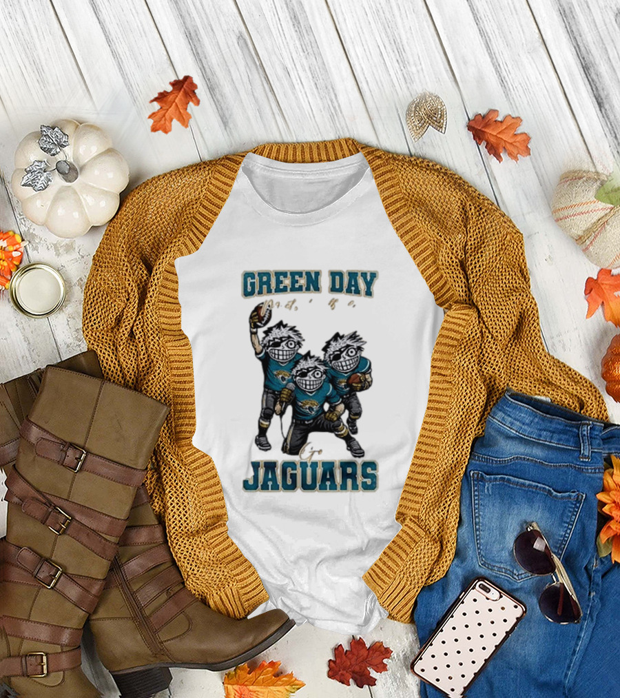 Green Day Jacksonville Jaguars Crossover With Football Characters T-Shirt