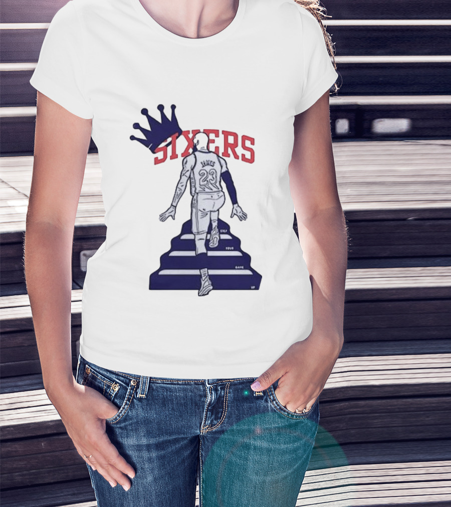 Philadelphia 76ers Sixers Lebron James Crowned Steps Silhouette 23 T-Shirt