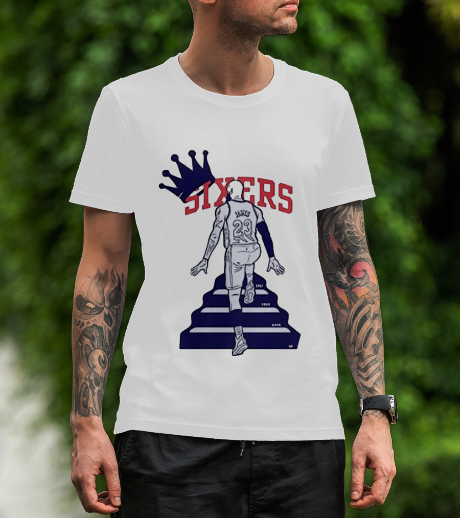 Philadelphia 76ers Sixers Lebron James Crowned Steps Silhouette 23 T-Shirt