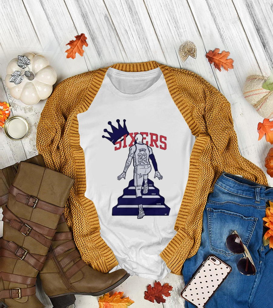 Philadelphia 76ers Sixers Lebron James Crowned Steps Silhouette 23 T-Shirt
