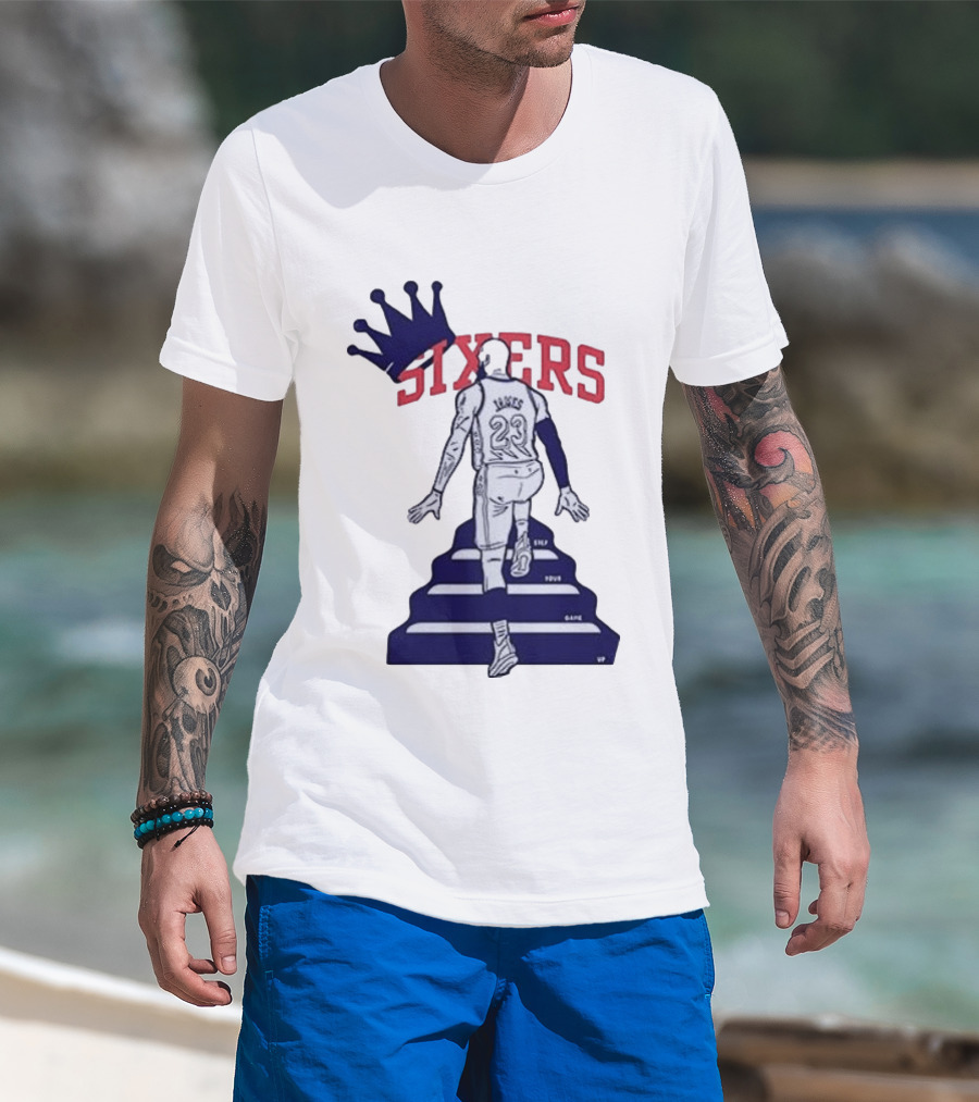 Philadelphia 76ers Sixers Lebron James Crowned Steps Silhouette 23 T-Shirt