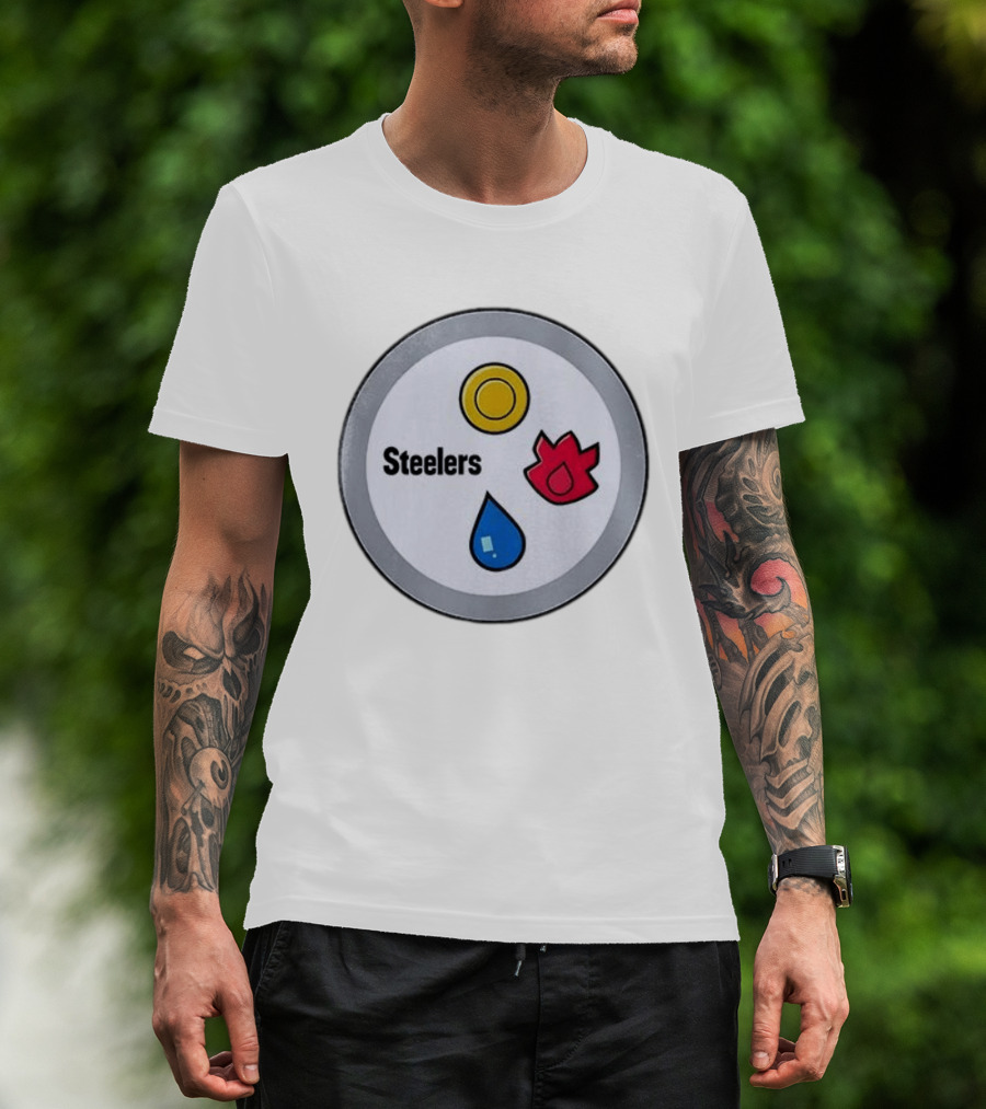 Pittsburgh Steelers Pokemon 30th Anniversary Steelers Water Fire Psychic T-Shirt