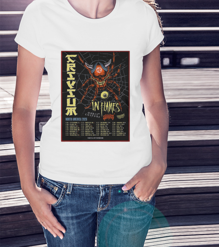 Trivium In Flames Orbit Culture Fit For An Autopsy North America 2026 Tour Dates And Locations T-Shirt