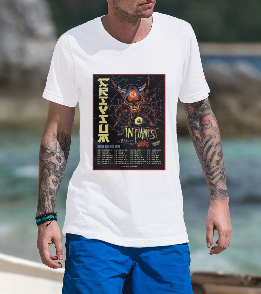 Trivium In Flames Orbit Culture Fit For An Autopsy North America 2026 Tour Dates And Locations T-Shirt