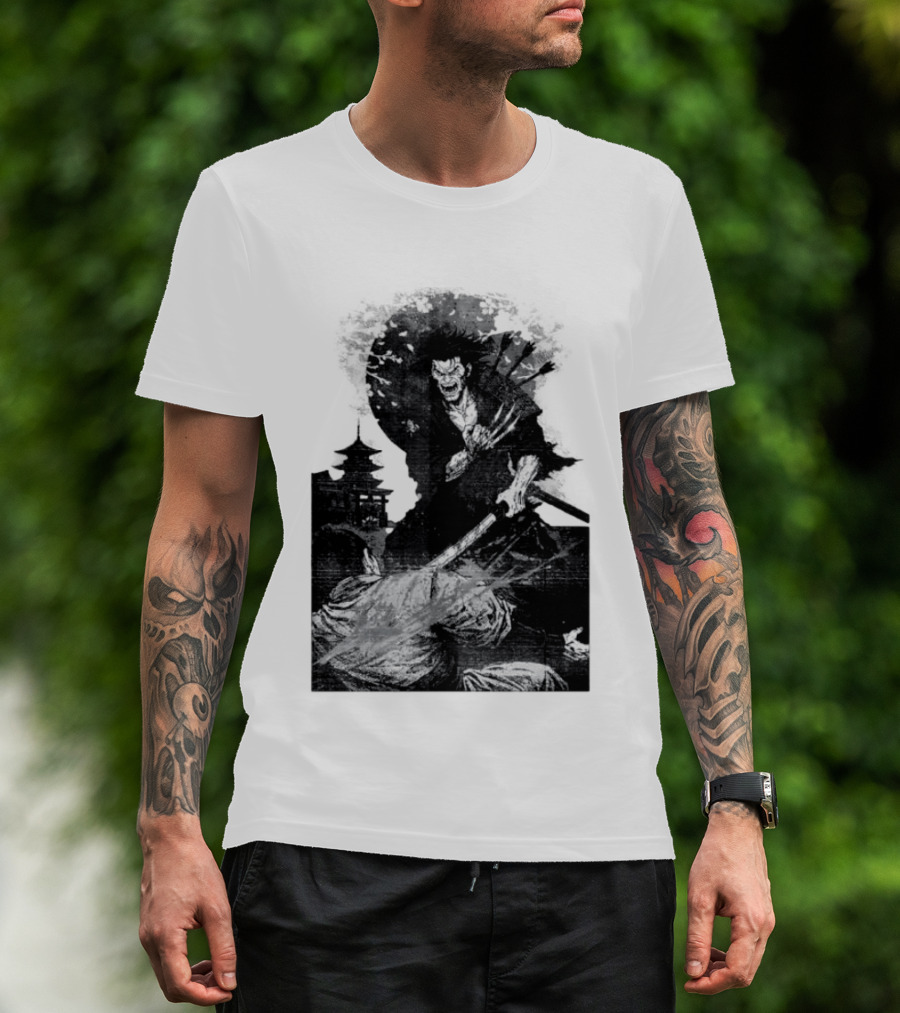 Wolverine Logan Marvel Comics Samurai Japan Sakura Cherry Blossoms Battling Warrior Scene T-Shirt