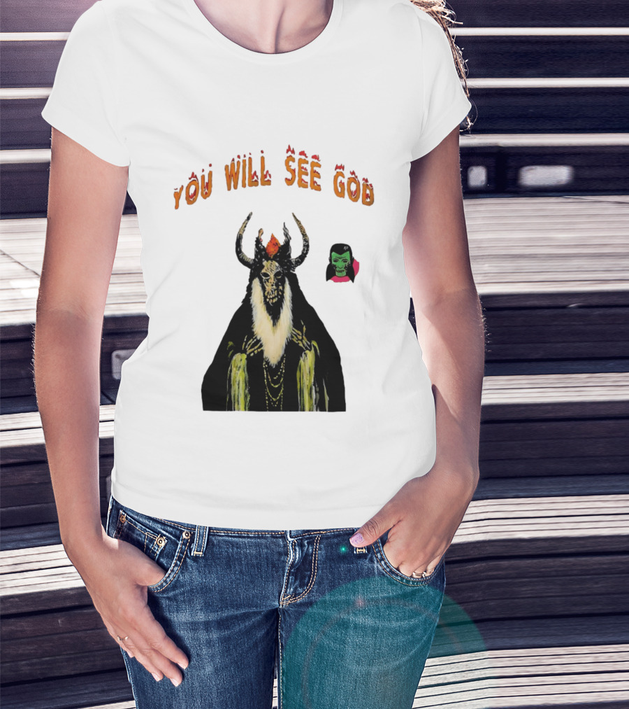 You Will See God Demon Occult Satanic Horror Green Masked Face T-Shirt
