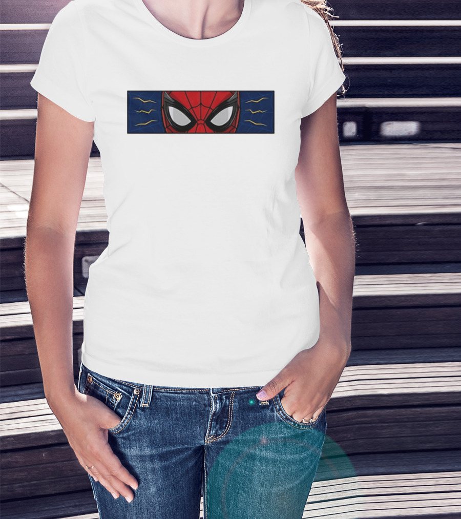 Spider Man With Great Power Comes Great Responsibility Marvel Superhero Mask Webbing T-Shirt