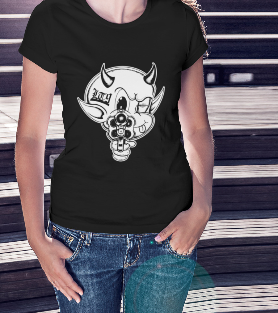 Loadthanine Store Devil Gun Horns Mask T-Shirt