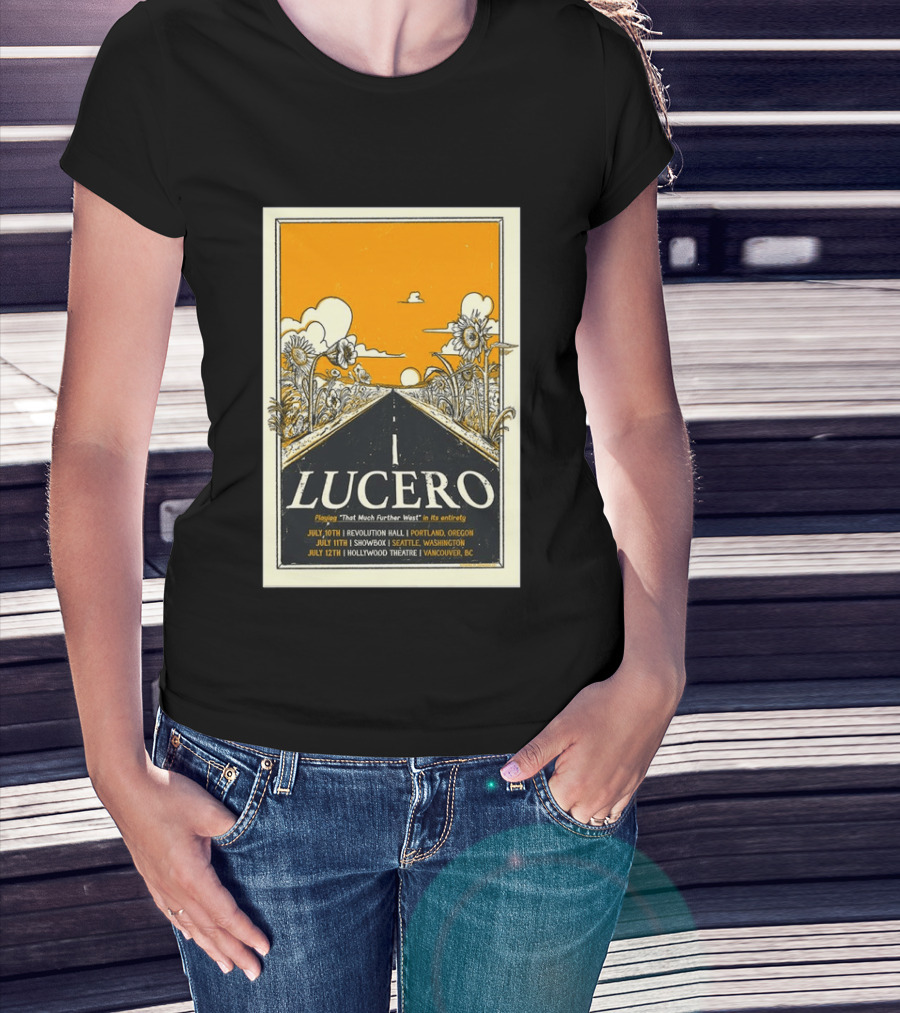 Lucero Playing That Much Further West Portland Seattle Vancouver July 2026 Tour T-Shirt