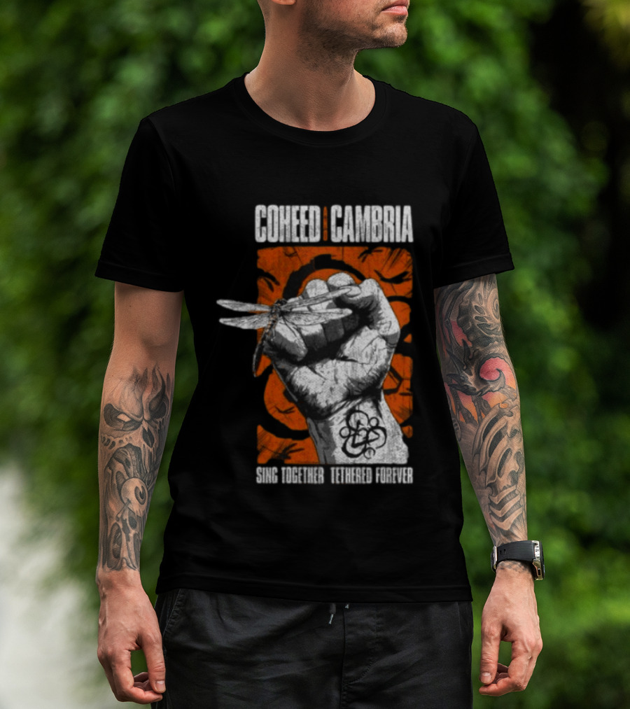 Coheed Cambria Dragonfly Fist Sing Together Tethered Courier T-Shirt