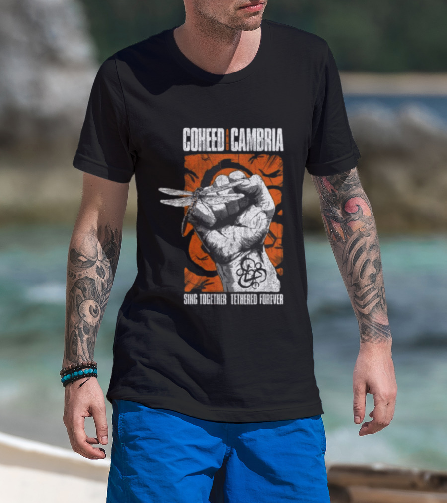 Coheed Cambria Dragonfly Fist Sing Together Tethered Courier T-Shirt