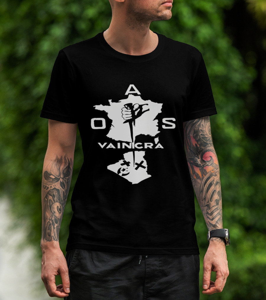 OAS Vaincra France Algeria Map Hand Dagger T-Shirt